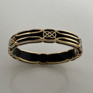 Andrew Hamilton Crawford AHC Black Enamel Gold Tone Hinged Bracelet